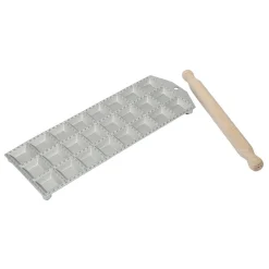 Clearance Overig Aluminium Ravioliplaat Vierkant met Rolstok (24) 39x14cm**