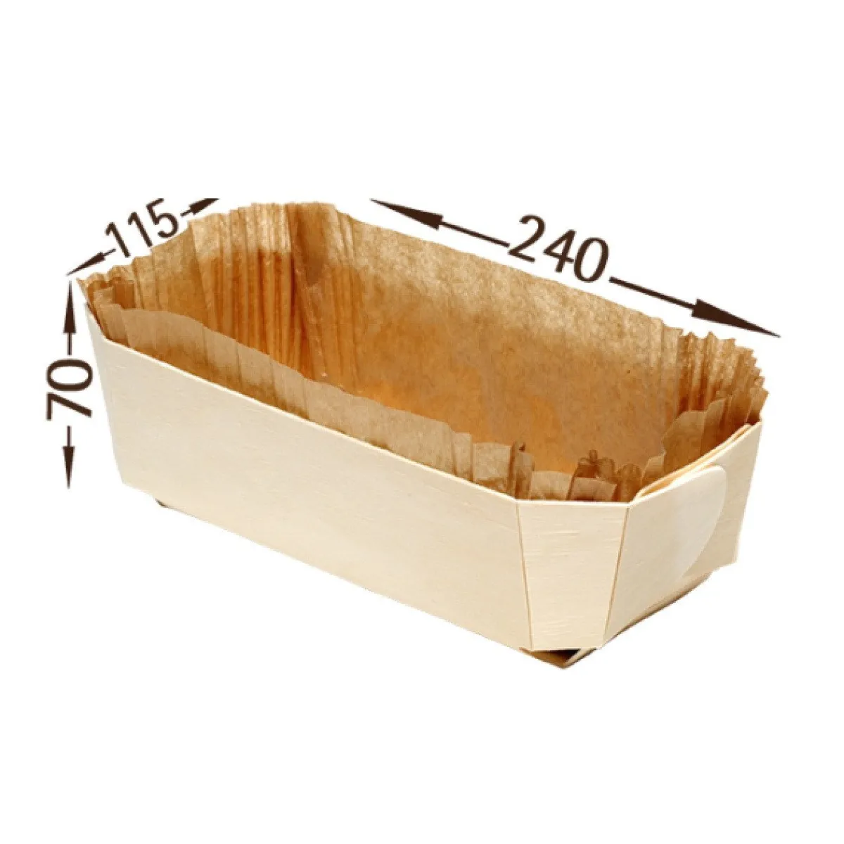 Best Overig Bakvorm Hout Rechthoek 24x11,5x7cm + Bakpapier (per stuk)