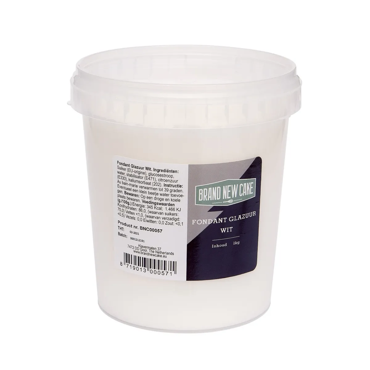 Hot BrandNewCake Fondant Glazuur Wit 1kg.