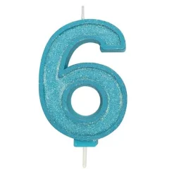Clearance Culpitt Cijferkaars #6 Blauw met Glitter