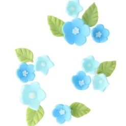 New Culpitt Suikerdecoratie Bloemen en Bladeren Blauw 16st.
