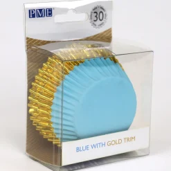 Best PME Cupcake Vormpjes Blauw met Gouden Rand 30 stuks