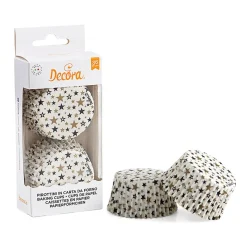 Decora Cupcake Vormpjes Sterren Goud/Zwart Ø50x32(h) mm 36 stuks