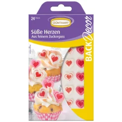 Outlet Günthart Suikerdecoratie Hartjes Roze/Wit 24st.