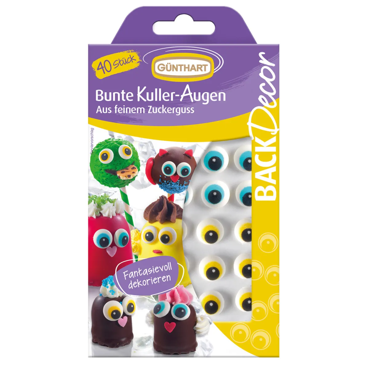 Günthart Suikerfiguren Oogjes Blauw/Geel 40st. (Ø14mm)