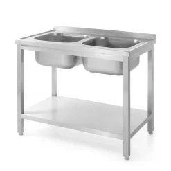 Outlet Hendi Dubbele gootsteen met schap - 700mm 1000x700x(H)850mm