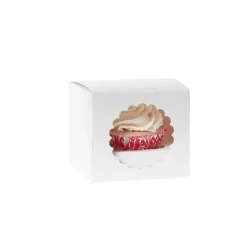 Discount House of Marie HoM Cupcake Doosje 1 Wit (incl. tray met venster) 3st.