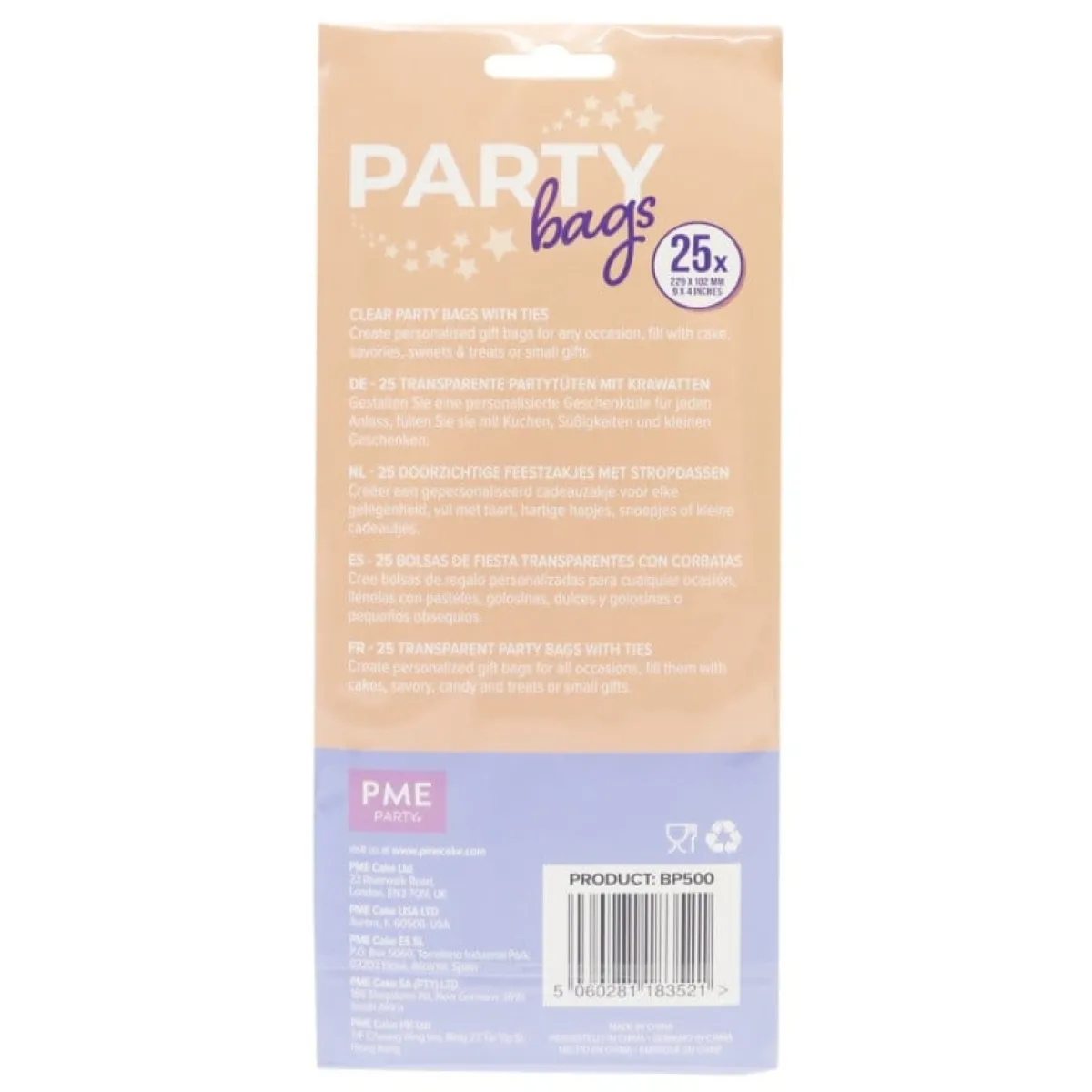 Outlet PME Party Zakjes incl. Zilveren Strik 25st. 229x102mm