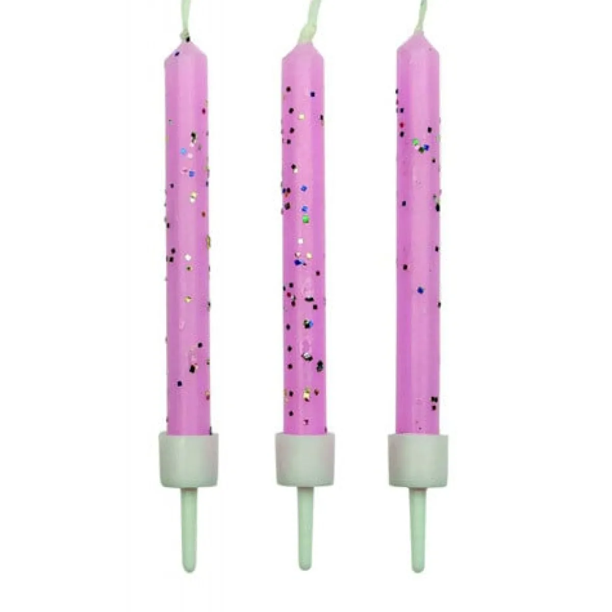 Clearance PME Taartkaarsjes Roze met glitter 10 stuks