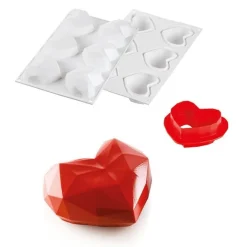 Clearance Silikomart Siliconen Bakvorm Hart Origami (6x) 7,4x8,4x3,5cm