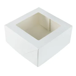 Discount BrandNewCake Taartdoos met venster 19x19x9cm. Wit 50st