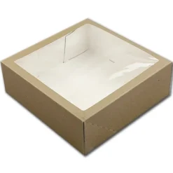 Clearance BrandNewCake Taartdoos met venster 26x26x9cm. Kraft 3st