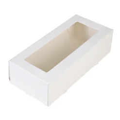 Sale BrandNewCake Taartdoos Slof met venster 25x10x9cm. Wit 3st