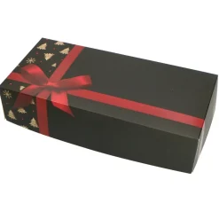 Clearance Overig Taartdoos Stol Klein 24x16x8cm. Zwart met Strik (Kerst)**