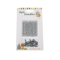 Clearance Overig Taartkaarsjes met houders Zilver 10st**