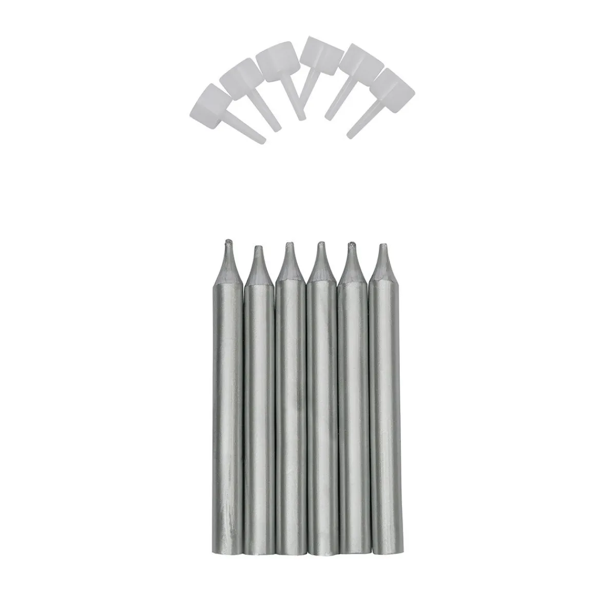 Discount Overig Taartkaarsjes met houders Zilver 6st.**
