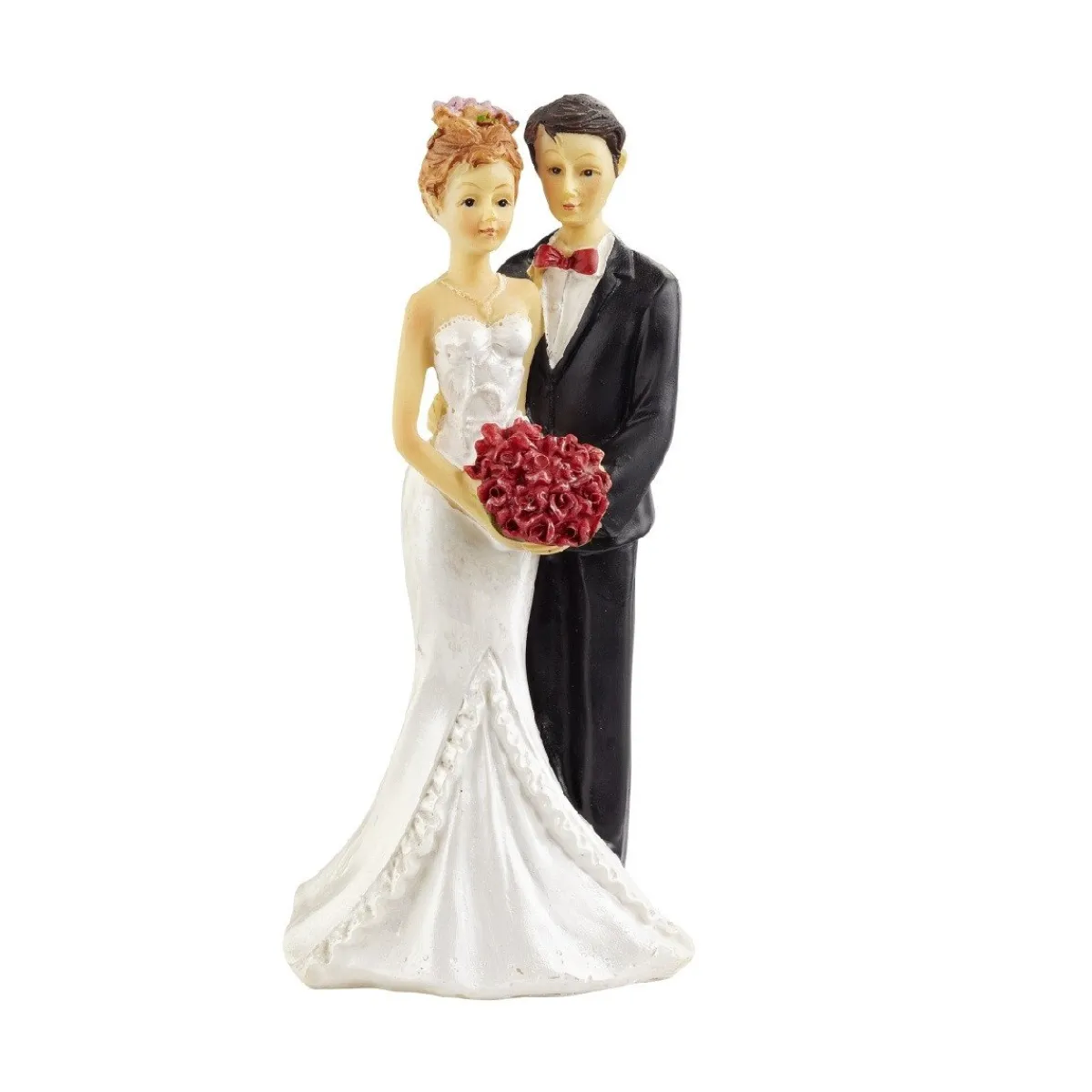 Hot Overig Taarttopper Bruidspaar met Boeket Polystone 16cm
