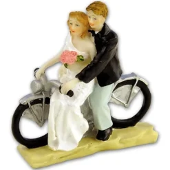 Clearance Taarttopper Bruidspaar op Motorfiets Polystone 11cm