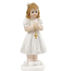 Outlet Overig Taarttopper Communie Meisje met Kruis Polystone 8,5cm