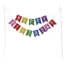 Overig Taarttopper Happy Birthday Vlaggenlijn